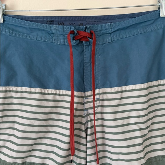 RVCA Blue and Green Swim Trunks with Modern Design - Picture 3 of 5